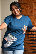 Blue Tom & Jerry Oversized T-Shirt