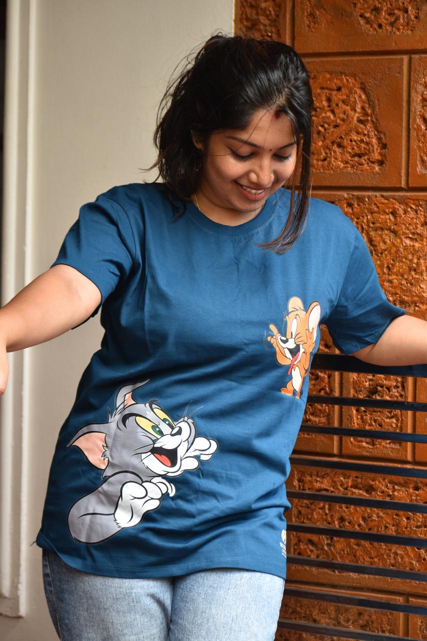 Blue Tom & Jerry Oversized T-Shirt