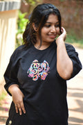 Black Thrissur Pooram Oversized T-Shirt